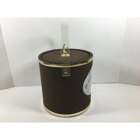Vintage Norman R Wamer Ice Bucket Geese Birds In Flight Bar Suede Plastic MCM - Picture 10 of 12